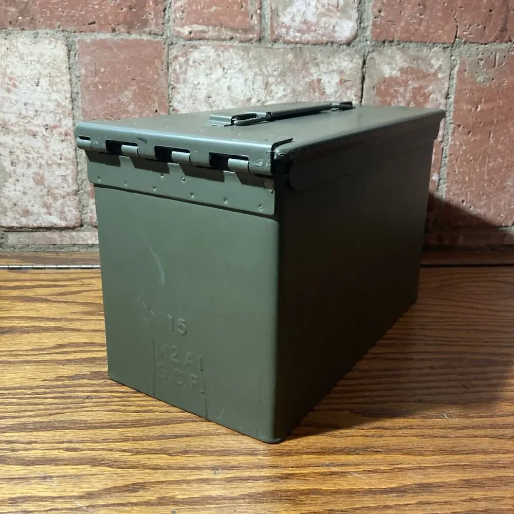 Ammo Tin Steel Box Container M2A1 Heavy Duty Green